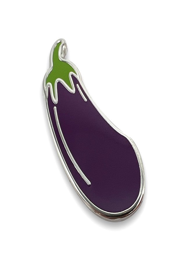PinMaze Eggplant Enamel Lapel Pin (Silver) - Image 1